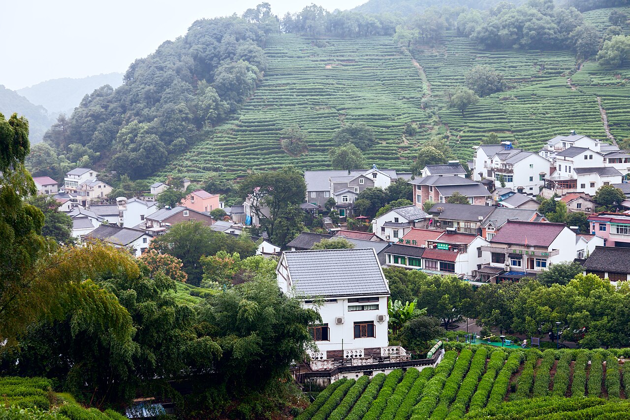 Lingyin temple among the wooded hills west of the lake